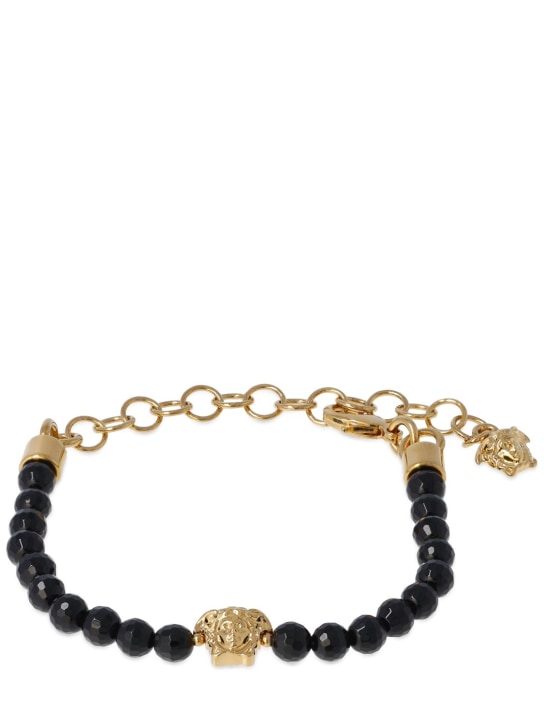 Versace: Armband aus Metall & Onyx - Schwarz/Gold - women_0 | Luisa Via Roma
