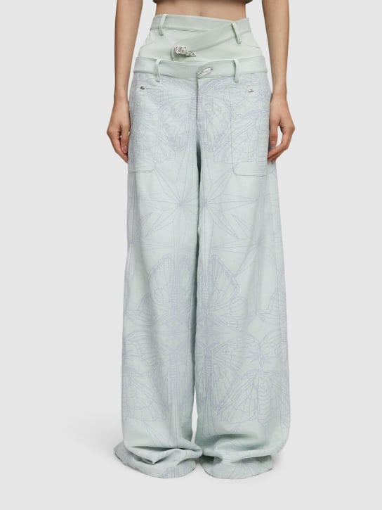 MITHRIDATE: Jeans larghi vita doppia con ricami - women_1 | Luisa Via Roma