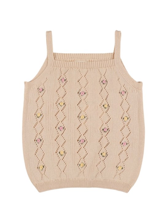The New Society: Organic cotton knit top - Renkli - kids-girls_0 | Luisa Via Roma