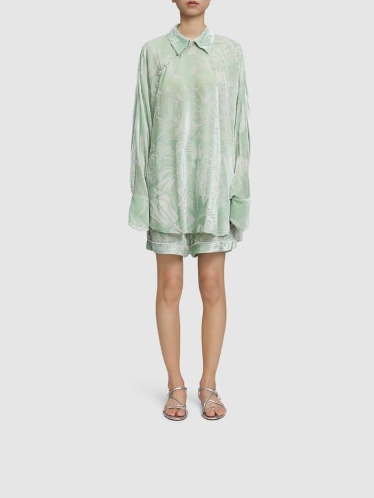 MITHRIDATE: Camicia in seta stretch stampata - Verde/Multi - women_1 | Luisa Via Roma
