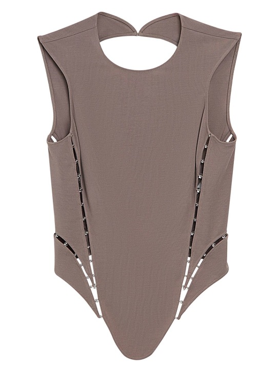 MITHRIDATE: Sleeveless tech corset top - Taupe Grey - women_0 | Luisa Via Roma