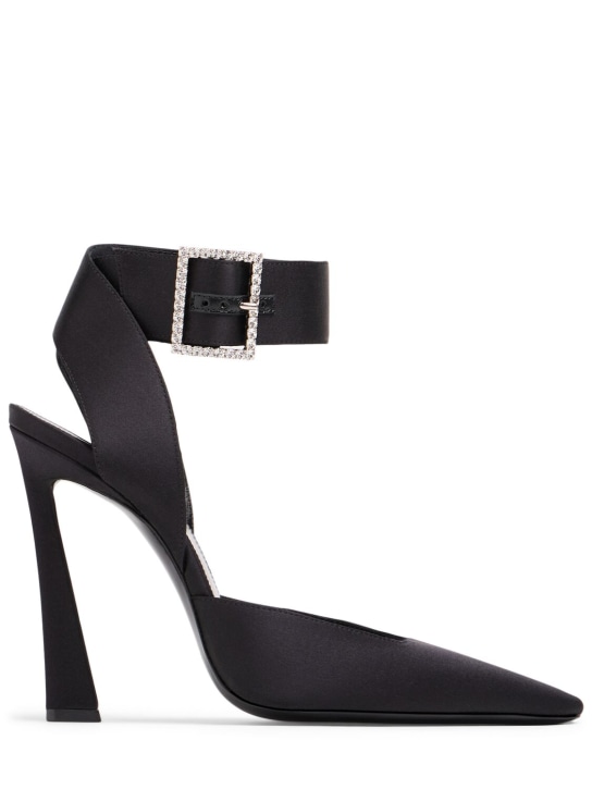 Saint Laurent: Zapatos de tacón de satén crepé 110mm - Negro - women_0 | Luisa Via Roma