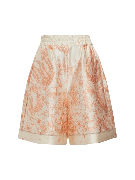 MITHRIDATE: Printed stretch silk shorts - Orange/Multi - women_0 | Luisa Via Roma