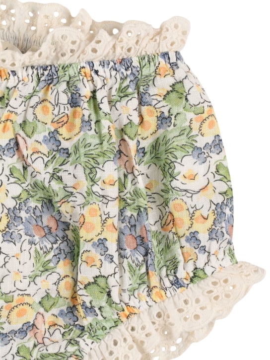 The New Society: Printed linen diaper cover w/lace - Multicolor - kids-girls_1 | Luisa Via Roma
