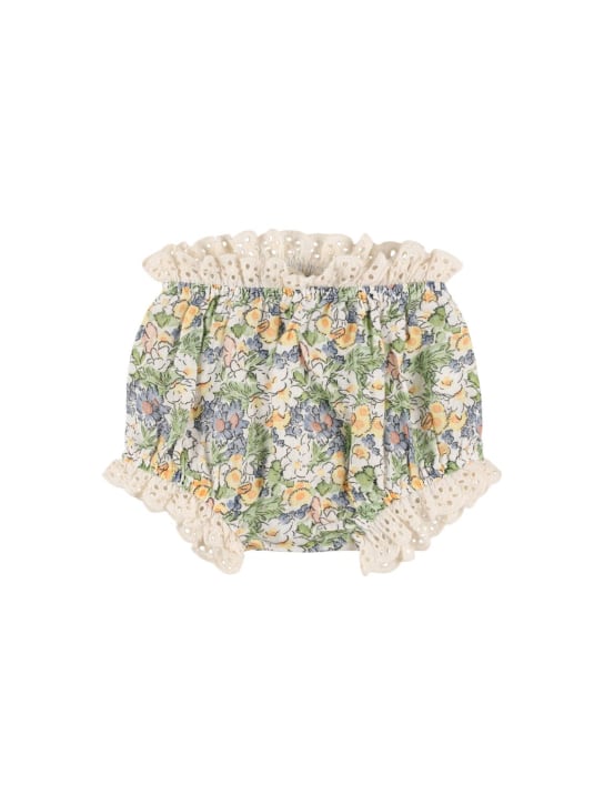 The New Society: Printed linen diaper cover w/lace - Multicolor - kids-girls_0 | Luisa Via Roma