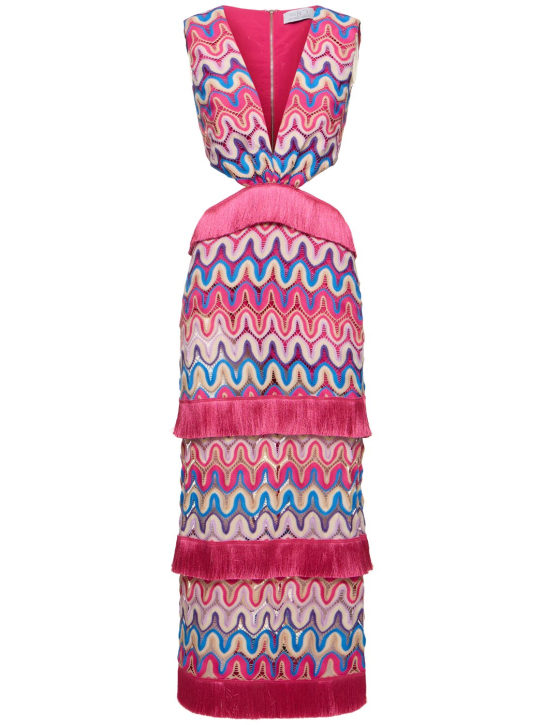 Patbo: Maxi-Kleid aus Häkelei mit Ausschnitt - Pink/Multi - women_0 | Luisa Via Roma