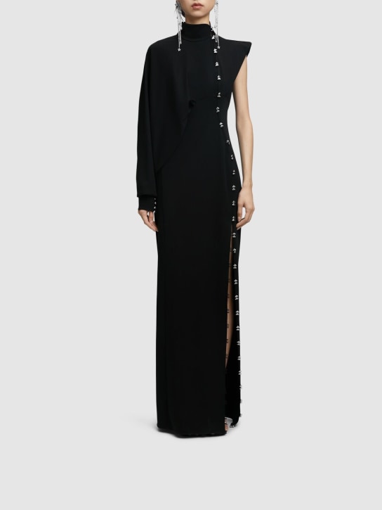 MITHRIDATE: Qipao stretch cotton long dress - Siyah - women_1 | Luisa Via Roma