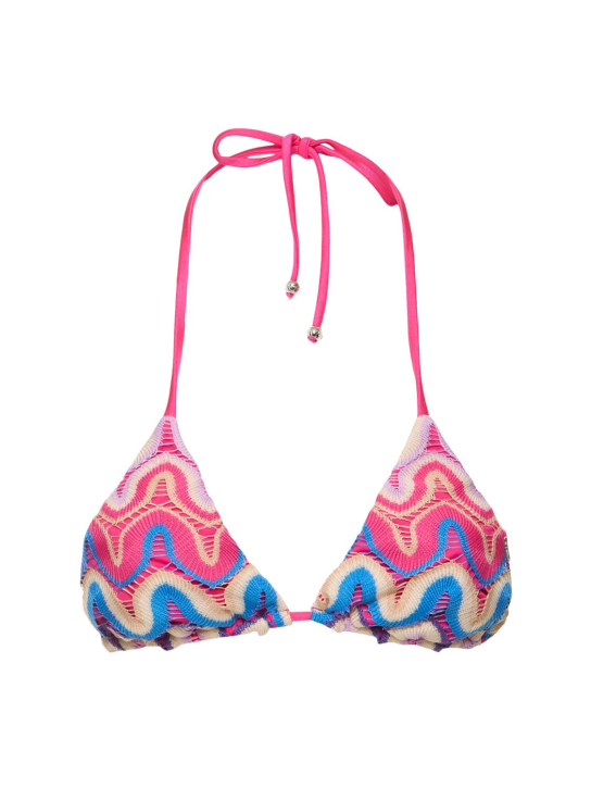 Patbo: Crochet triangle bikini top - Pink/Multi - women_0 | Luisa Via Roma
