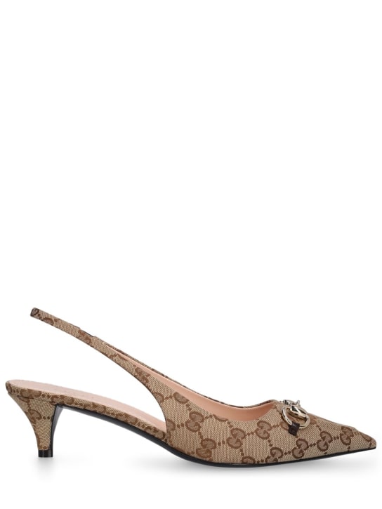 Gucci: Zapatos destalonados de lona GG 45mm - Ébano - women_0 | Luisa Via Roma