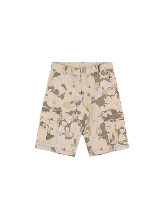 Bonpoint: Cotton gabardine cargo shorts - Beige - kids-boys_0 | Luisa Via Roma