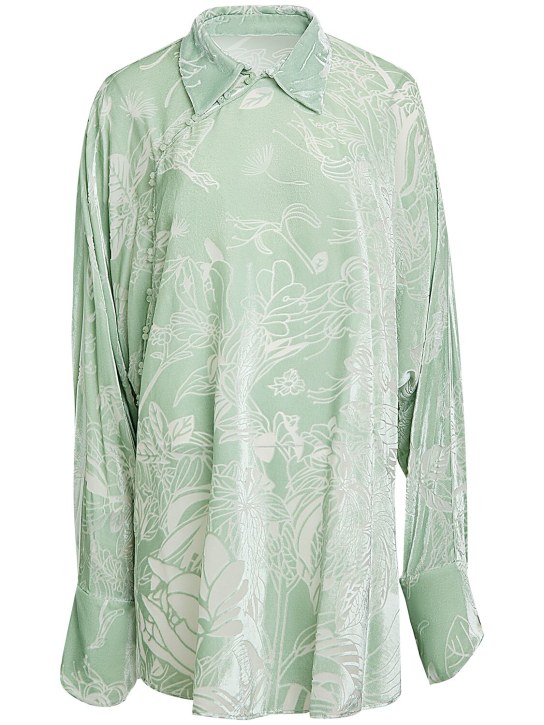 MITHRIDATE: Camicia in seta stretch stampata - Verde/Multi - women_0 | Luisa Via Roma