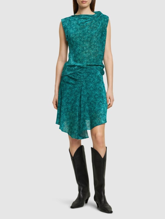 Isabel Marant: Selena printed viscose & silk mini dress - Yeşil - women_1 | Luisa Via Roma