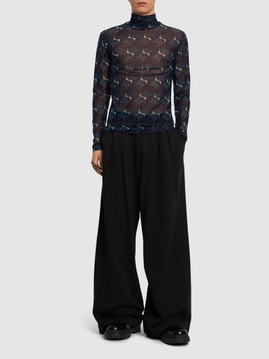 Dries Van Noten: Pantalon large en coton plissé Hama - Noir - men_1 | Luisa Via Roma