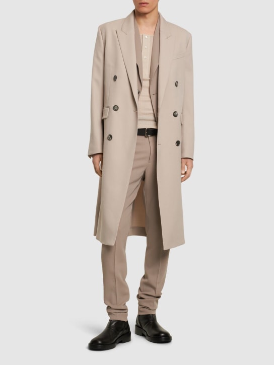 AMI Paris: Zweireihiger Mantel aus Wollgabardine - Hellbeige - men_1 | Luisa Via Roma