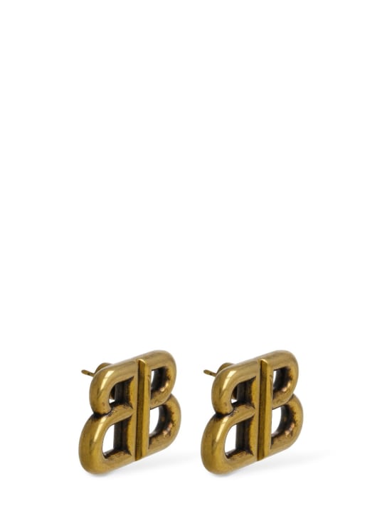 Balenciaga: Monaco brass stud earrings - Gold - women_1 | Luisa Via Roma