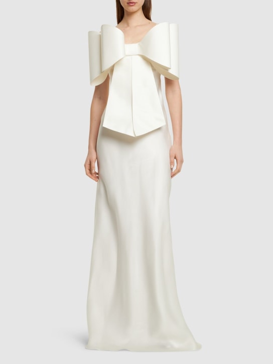 Mach & Mach: Le Cadeau silk organza long dress - Beyaz - women_1 | Luisa Via Roma