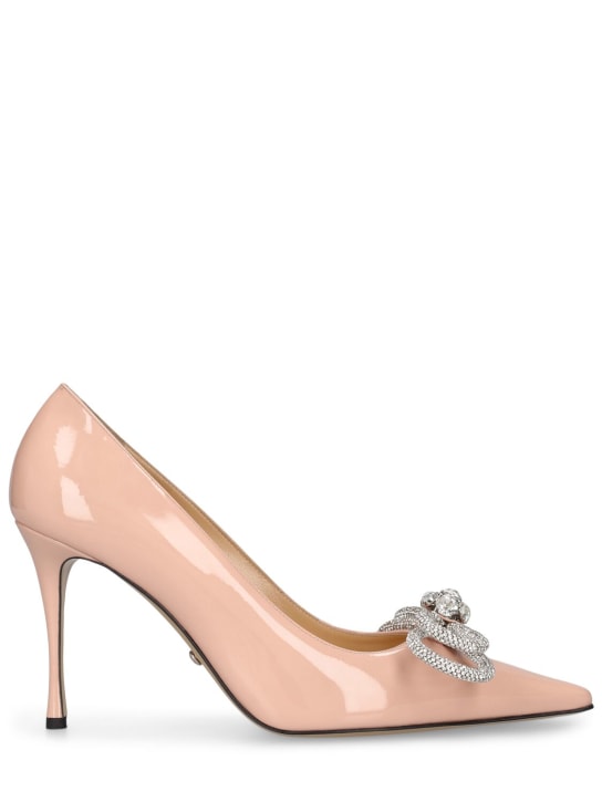 Mach & Mach: 95mm Double Bow patent leather heels - Nude - women_0 | Luisa Via Roma