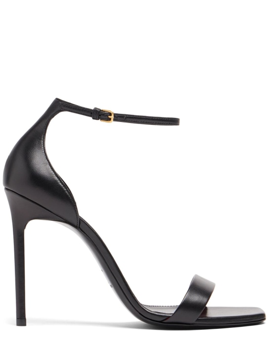 Saint Laurent: 105mm Amber leather sandals - Black - women_0 | Luisa Via Roma