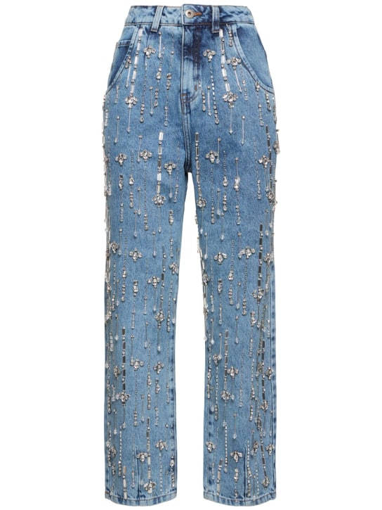 Patbo: Embellished straight leg jeans - Blue - women_0 | Luisa Via Roma