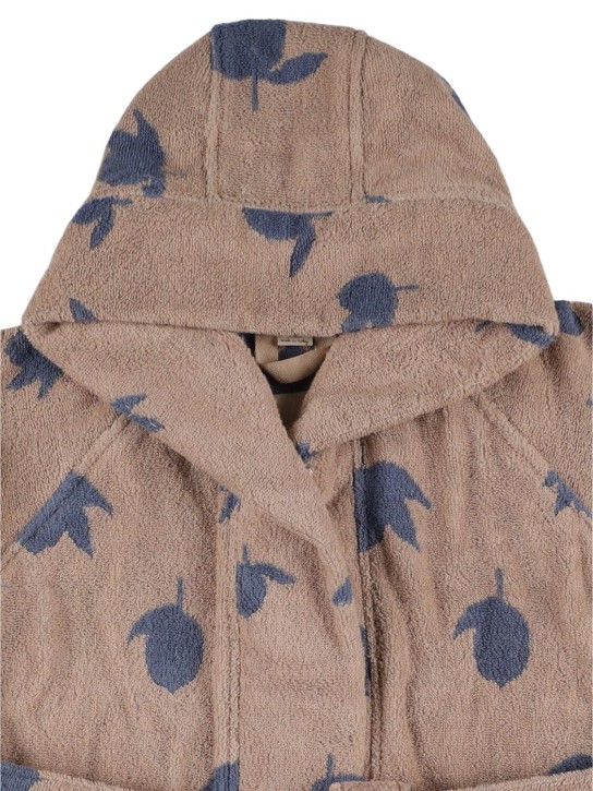 Konges Sløjd: Organic cotton terry jacquard bathrobe - Beige/Blue - kids-girls_1 | Luisa Via Roma