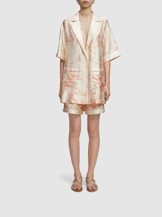 MITHRIDATE: Camicia in seta stretch stampata - Arancione/Multi - women_1 | Luisa Via Roma
