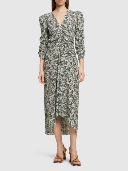 Isabel Marant: Albini printed silk mini dress - Bej/Renkli - women_1 | Luisa Via Roma