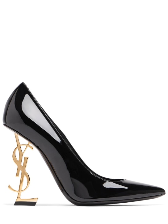 Saint Laurent: 110毫米Opyum漆皮高跟鞋 - 黑色 - women_0 | Luisa Via Roma
