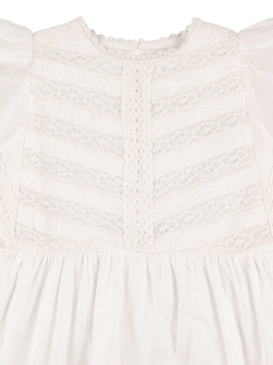 The New Society: Embroidered cotton poplin dress - Off White - kids-girls_1 | Luisa Via Roma