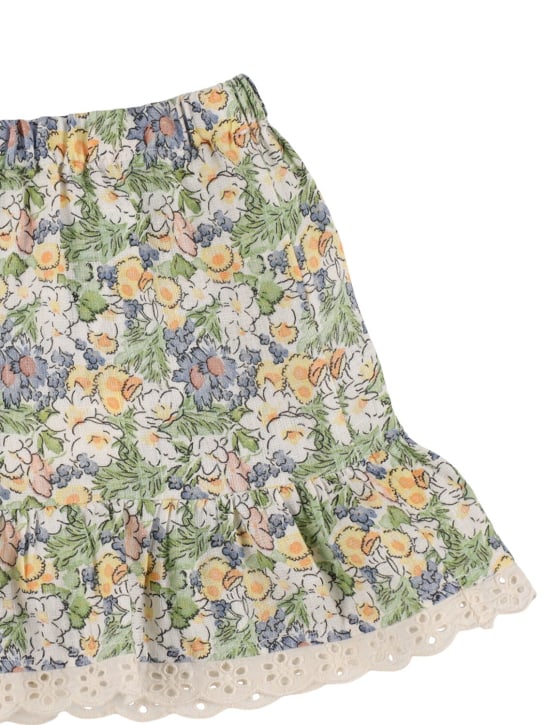 The New Society: Printed linen skirt - Renkli - kids-girls_1 | Luisa Via Roma
