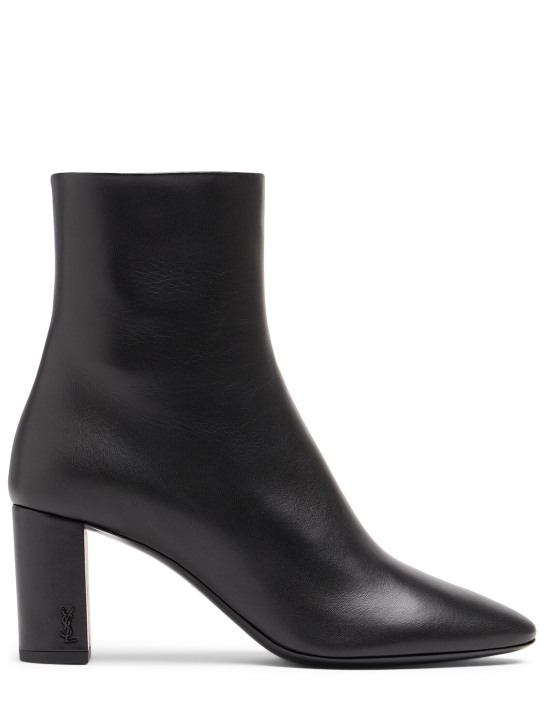 Saint Laurent: 70毫米Lou皮革靴子 - 黑色 - women_0 | Luisa Via Roma
