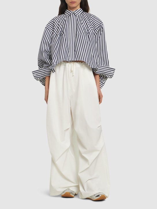 Sacai: Poplin shirt w/cocoon sleeves - Blue Stripes - women_1 | Luisa Via Roma
