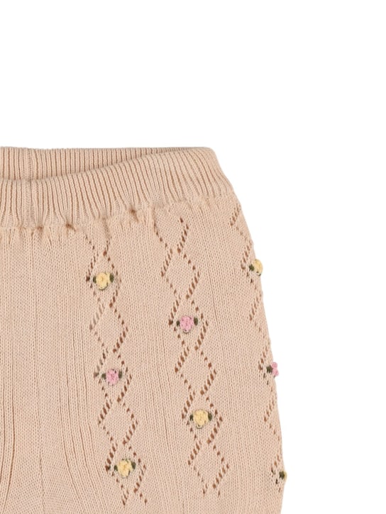 The New Society: Organic cotton knit shorts - Beige - kids-girls_1 | Luisa Via Roma