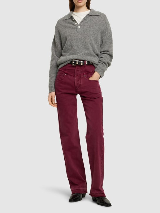 Isabel Marant: Jeans de denim con cintura alta - Burdeos - women_1 | Luisa Via Roma
