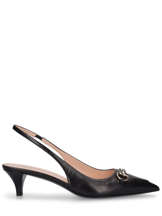 Gucci: Zapatos destalonados de piel 45mm - Negro - women_0 | Luisa Via Roma