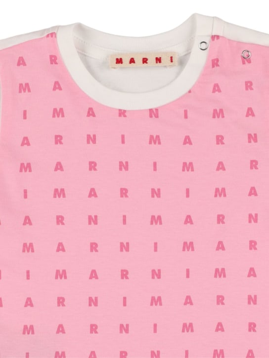 Marni Junior: 对比色棉质平纹针织T恤 - 粉色 - kids-girls_1 | Luisa Via Roma