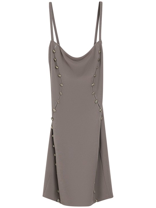 MITHRIDATE: Embellished tech mini dress - Taupe Grey - women_0 | Luisa Via Roma