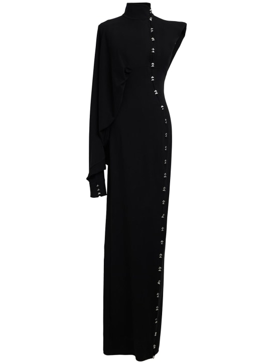 MITHRIDATE: Qipao stretch cotton long dress - Black - women_0 | Luisa Via Roma