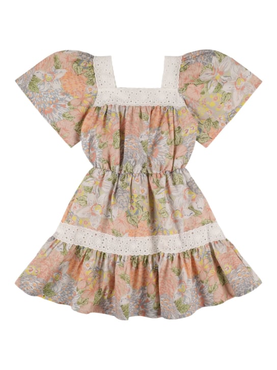 The New Society: Printed organic cotton dress - Renkli - kids-girls_0 | Luisa Via Roma