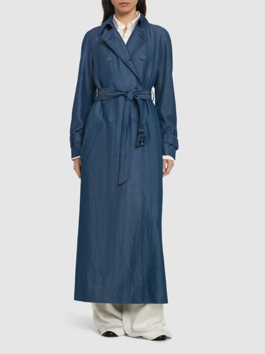 Gabriela Hearst: Trench-coat en denim à double boutonnage Braden - Bleu - women_1 | Luisa Via Roma