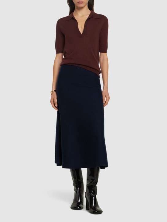 Gabriela Hearst: Frank cashmere & silk knit polo sweater - Burgundy - women_1 | Luisa Via Roma
