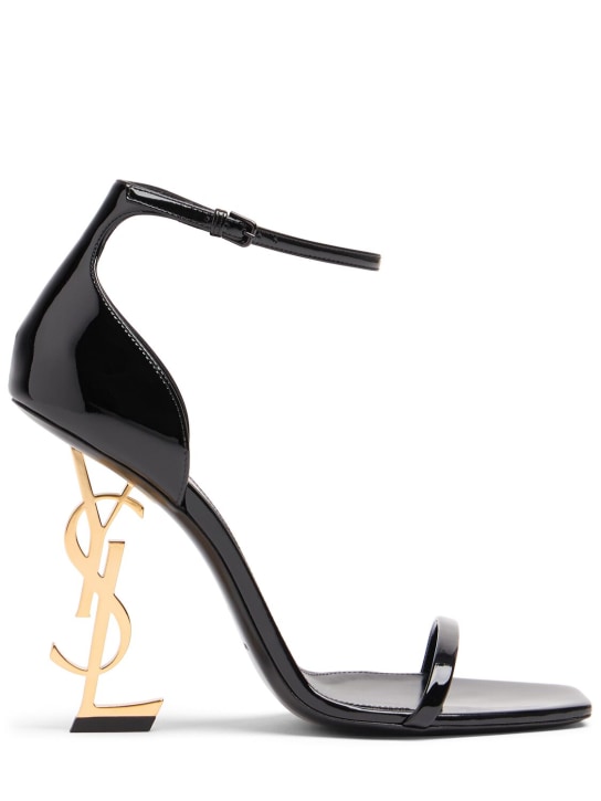 Saint Laurent: 110mm Opyum patent leather sandals - Black - women_0 | Luisa Via Roma