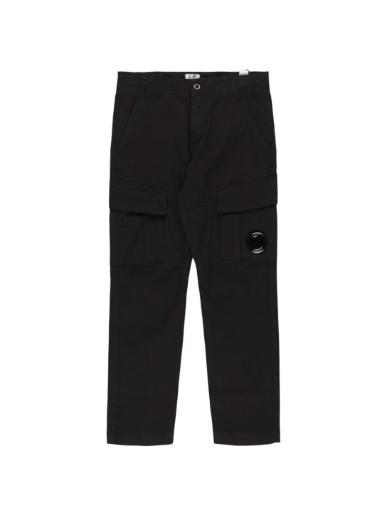 C.P. Company: Pantalon cargo en gabardine de coton stretch - Noir - kids-boys_0 | Luisa Via Roma