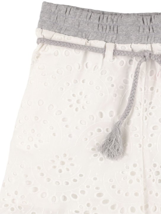 MAX&Co.: Short en dentelle de coton à œillets avec nœud - Blanc - kids-girls_1 | Luisa Via Roma