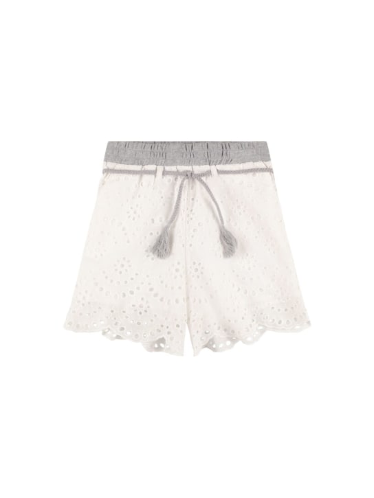 MAX&Co.: Shorts de encaje de algodón sangallo con lazo - Blanco - kids-girls_0 | Luisa Via Roma