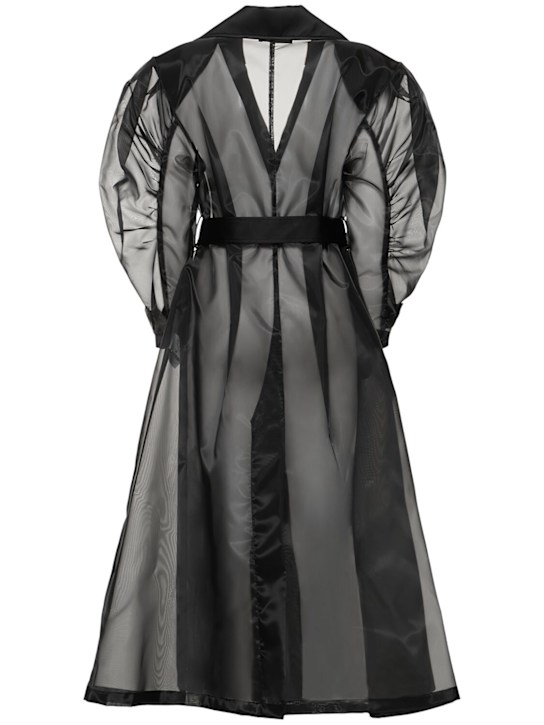 Dolce&Gabbana: Long belted organza coat - Black - women_4 | Luisa Via Roma