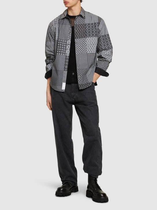 4SDesigns: Tie print reflective fabric shirt - men_1 | Luisa Via Roma