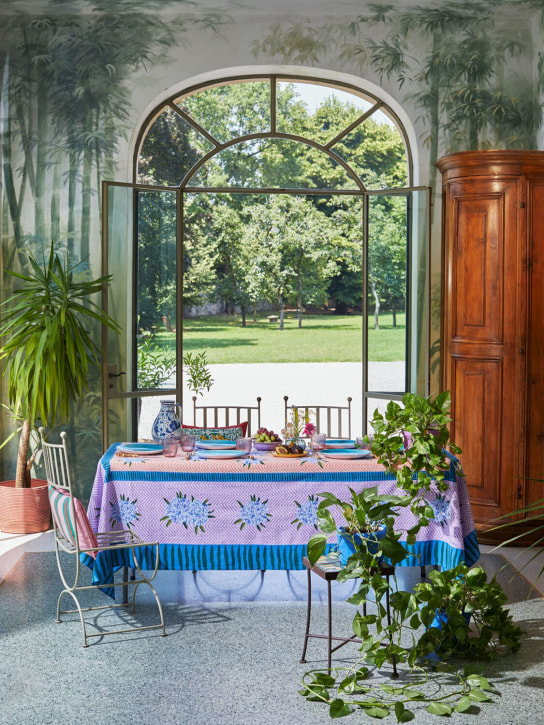 LISA CORTI: Oleander Lilac Peach tablecloth - Mor - ecraft_1 | Luisa Via Roma