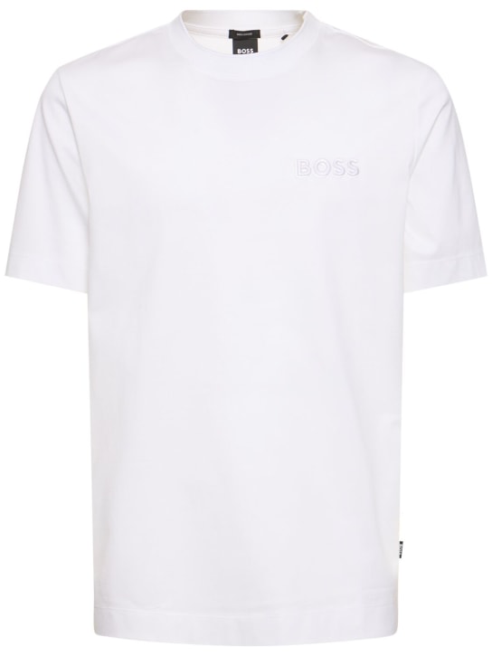 Boss: T-shirt Tiburt 423 in cotone - Bianco - men_0 | Luisa Via Roma