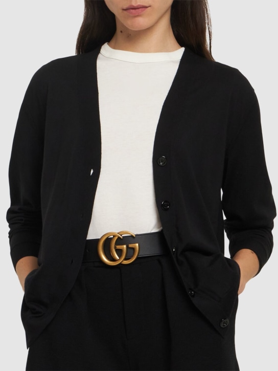 Gucci: Cinturón GG de piel 4cm - Negro - women_1 | Luisa Via Roma
