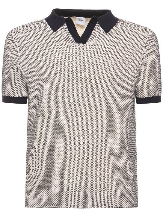 ASPESI: Cotton knit regular fit s/s polo - Lacivert - men_0 | Luisa Via Roma